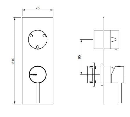 Латунный смеситель для душа с переключателем с пластиной Rubinetterie Treemme X-Change_Mono ARCH-00086130 - Вид №2
