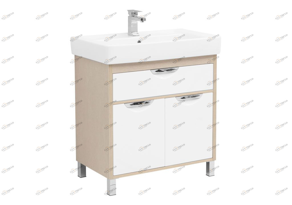 Тумба с раковиной Aquanet Гретта 80 New светлый дуб (1 ящик, 2 дверцы) 0023940300185552