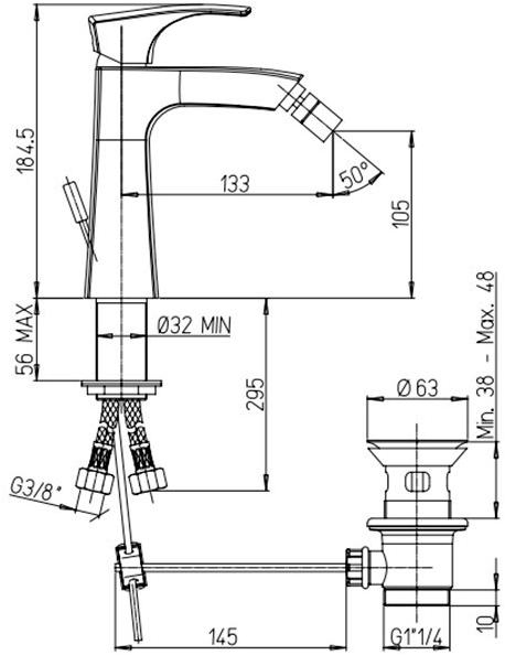 Paini Lady 89CR306KM смеситель для биде - Вид №1