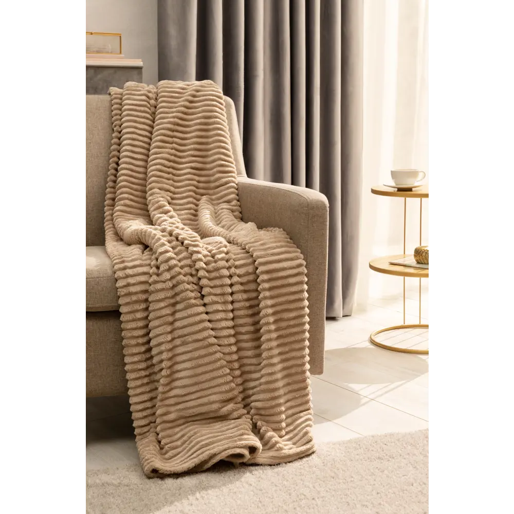 Плед Strips 150x200 см велсофт цвет кремовый Santreyd STLM-2162368 - Вид №3