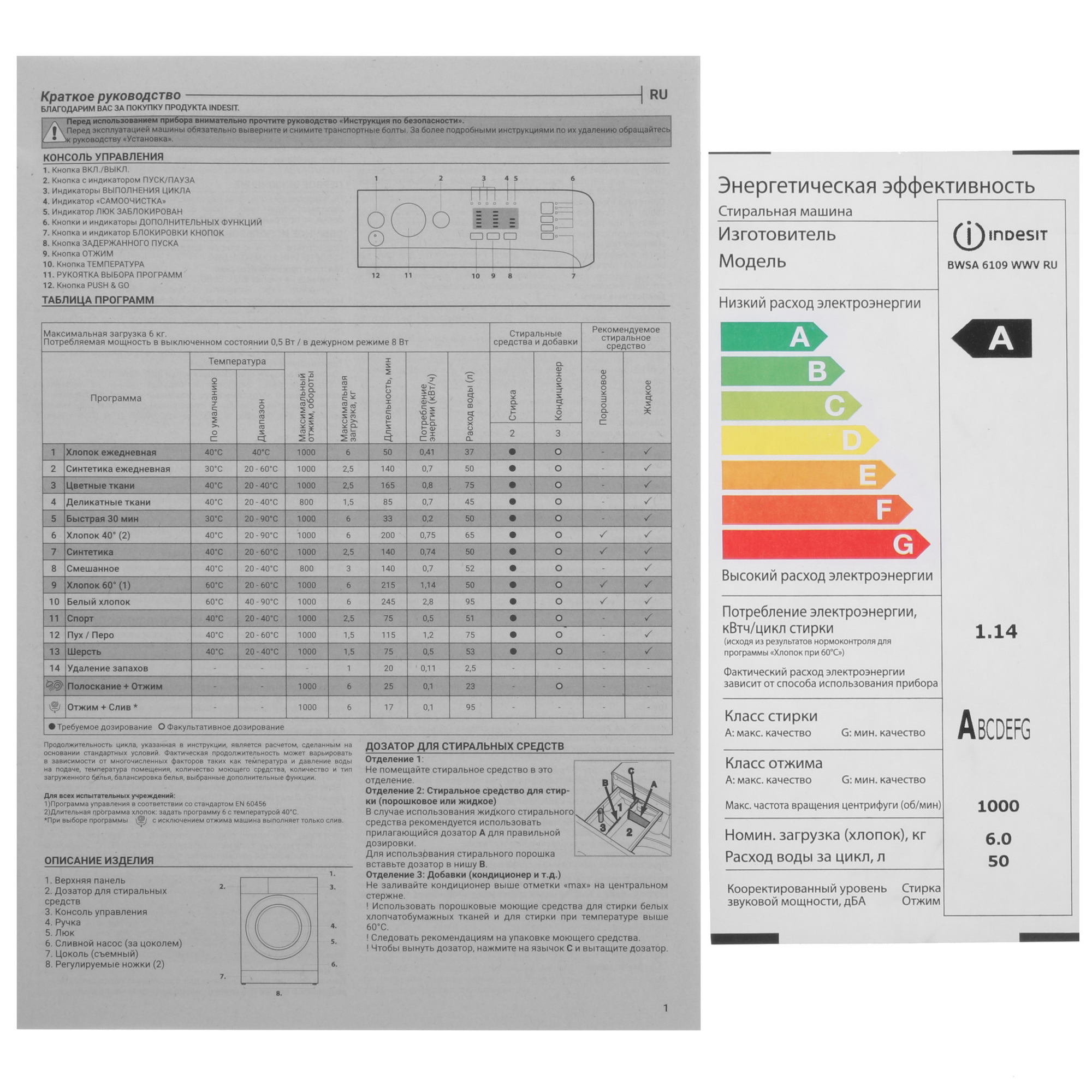 9179132 Стиральная машина Indesit BWSA 6109 WWV белый STDN-0054598 - Вид №10