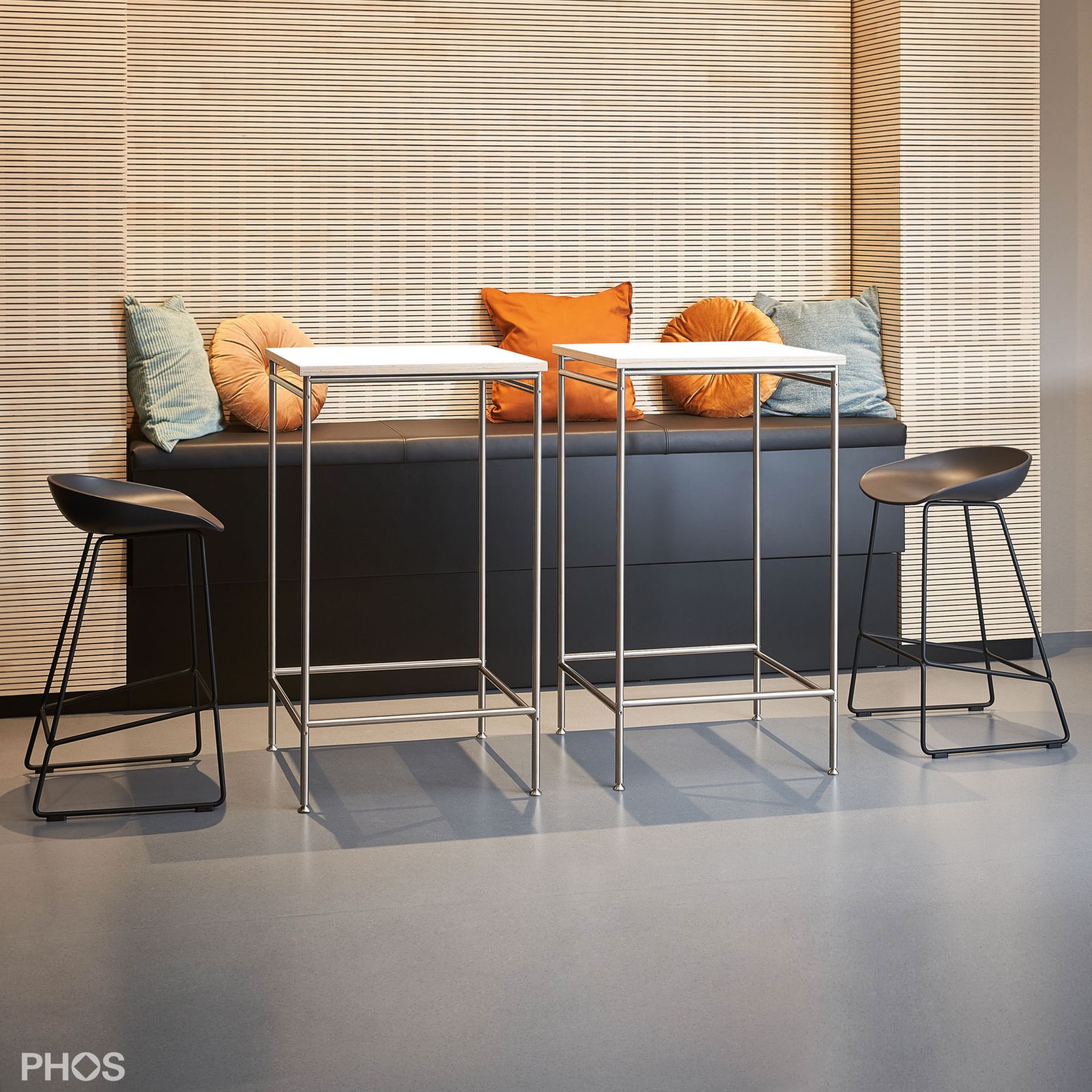 KATI-T1-60x60-MS Стол Karlsruhe - барный стол t1 с черной столешницей - 60 x 60 x 105 см. PHOS  - Вид №3