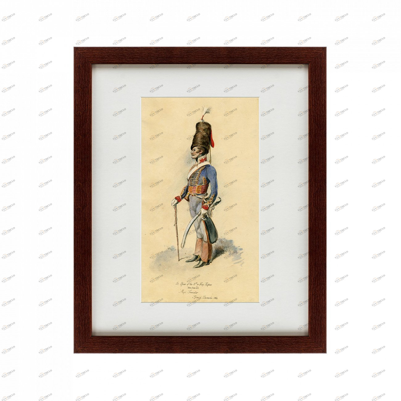 Литография на тонированной бумаге 42х52 см "Friedrich Wilhelm August Heinrich Ferdinand von Steuben, КАРТИНЫ В КВАРТИРУ  135627 Белый;коричневый;разноцветный 