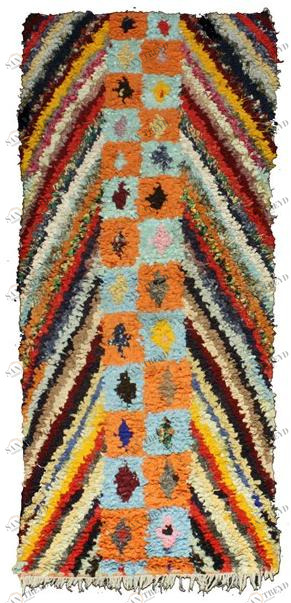 AFOLKI Коврик в стиле пэчворк с длинным ворсом из шерсти и хлопка с рисунком Boucherouite Taa779be