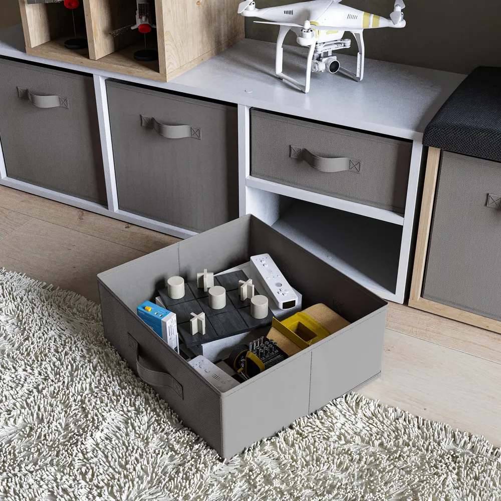 Короб Spaceo KUB Granit 15x31x31 см 14.4 л полиэстер цвет графитовый STLM-2025782 - Вид №3