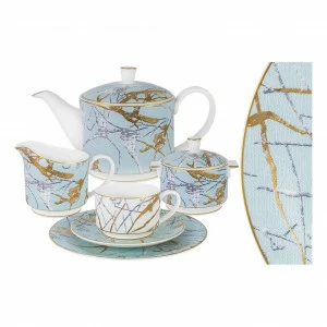 Сервиз чайный фарфоровый голубой с золотым на 6 персон, 21 предмет "Марсель" ANNA LAFARG EMILY МАРСЕЛЬ 00-3946908 Голубой;золото