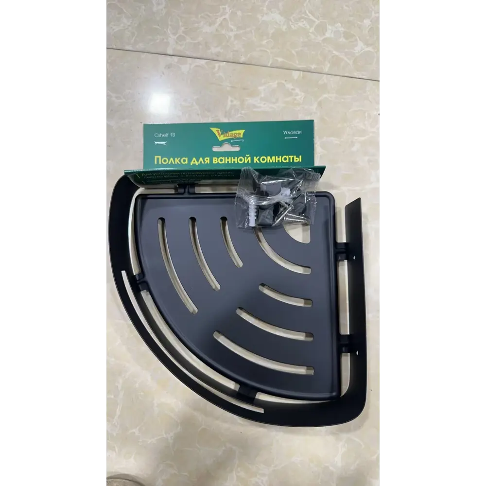 Угловая полка Vidage Стоун для ванной в матовом черном цвете 89384538 STLM-1584229 - Вид №2