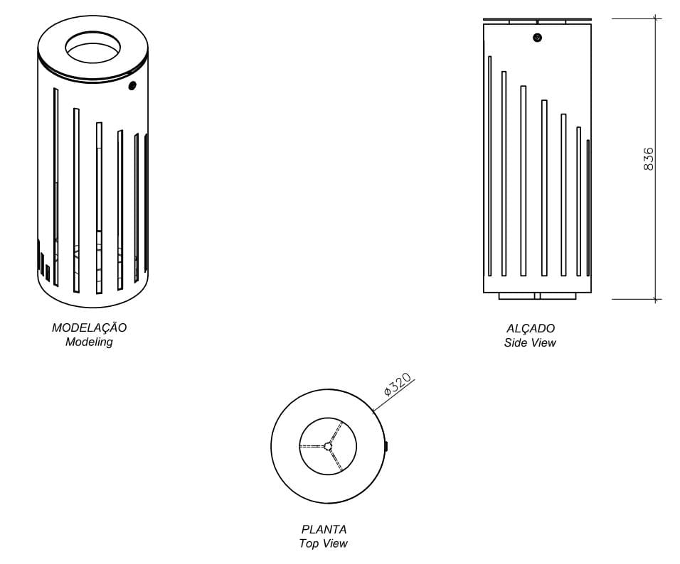 Наружная стальная стойка для мусора amop Geometal ARCH-00070038 - Вид №3