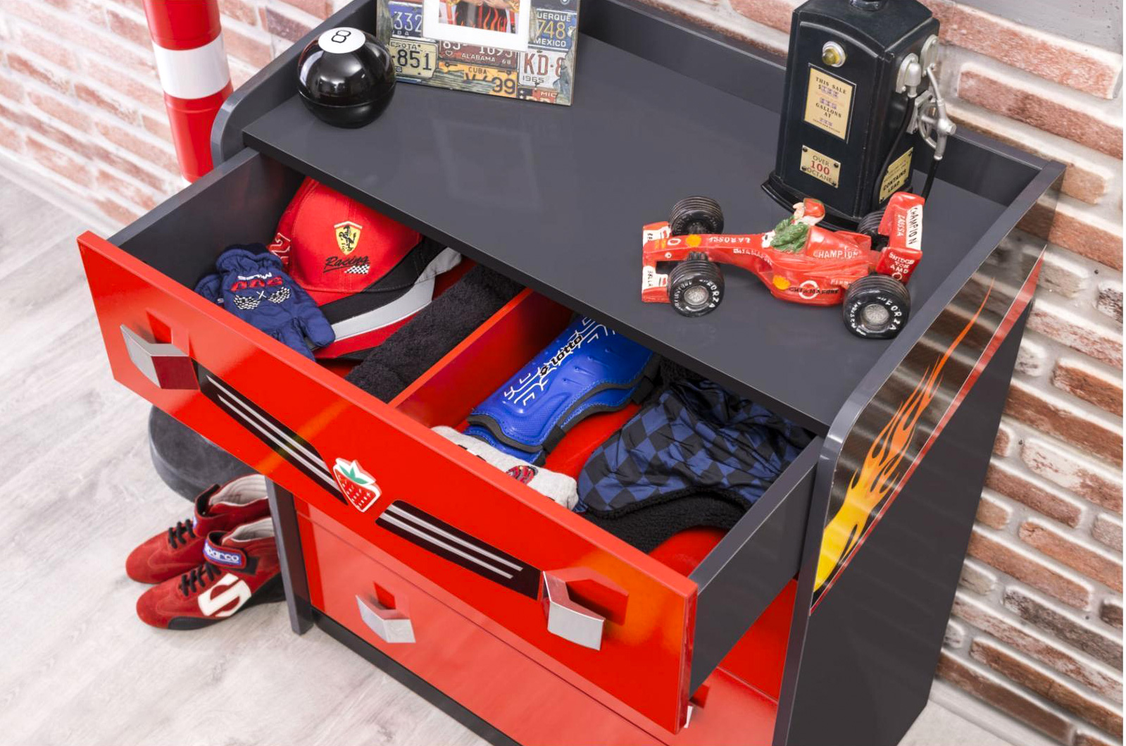 Комод детский красный с 4 ящиками Champion Racer CILEK CHAMPION RACER 00-3832236 Черный;красный Santreyd  - Вид №3