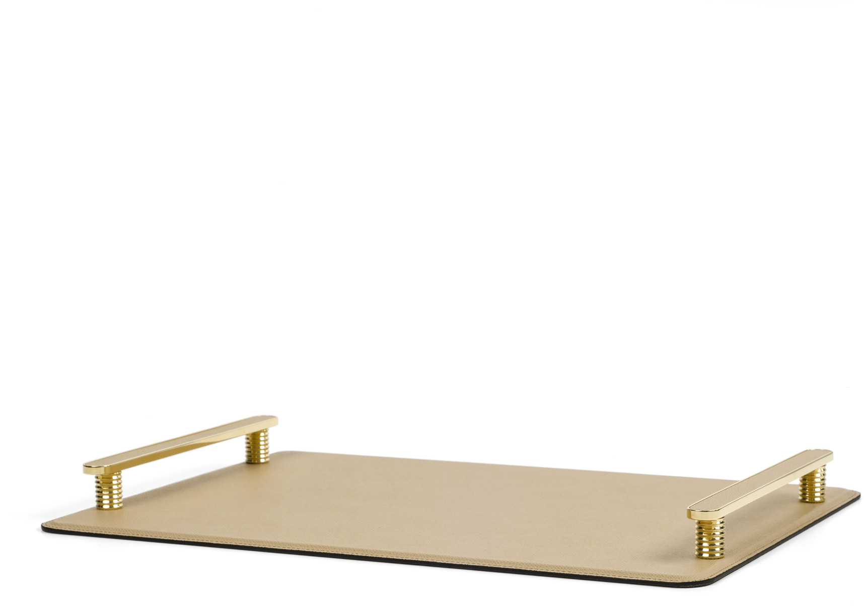 Поднос Венария - 35,5X35,5 см / металл-отделка_золото / плетеная кожа_черный