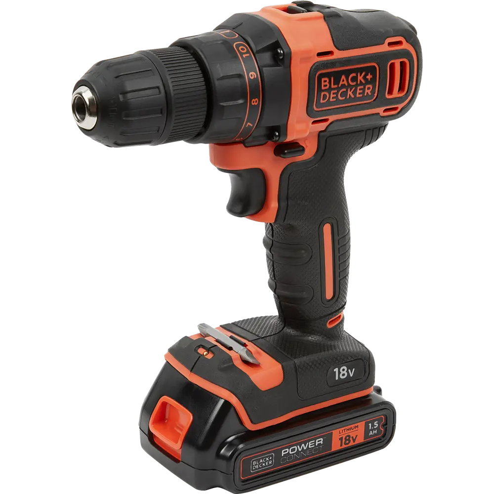 Дрель-шуруповерт аккумуляторная Black&Decker BDCDD186K1B-QW, 18 В Li-ion 2х1.5 Ач BLACK + DECKER STLM-2120237
