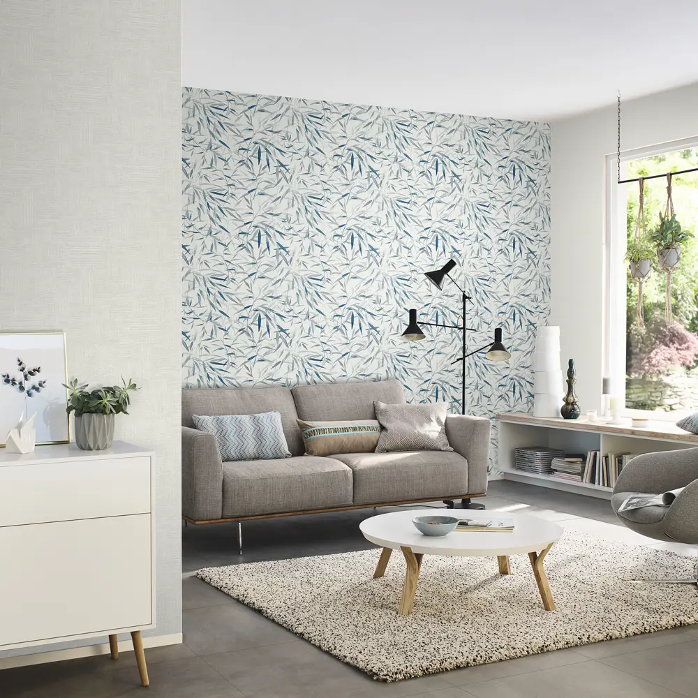 Обои флизелиновые Rasch SM «Листья» синие 1.06 м RA 965407 STLM-2120670 - Вид №3