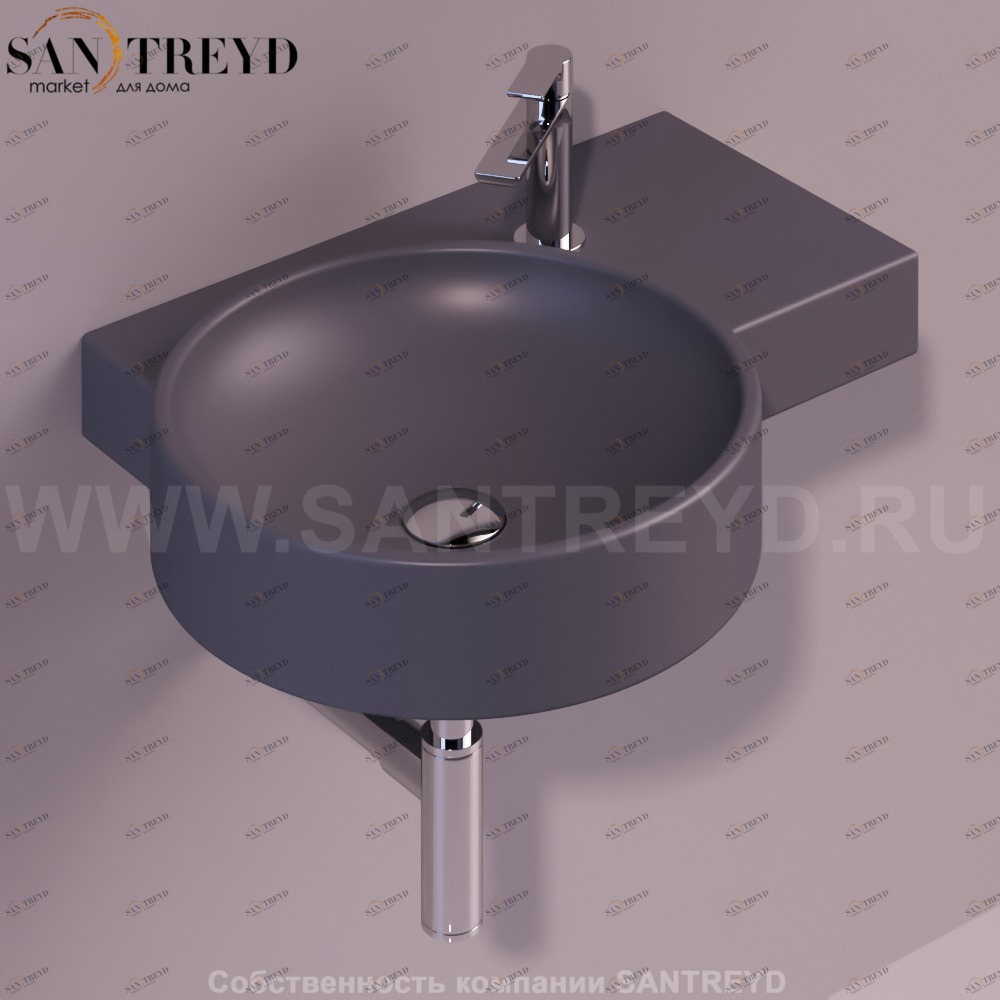 FL04ANTRACITEMATT Подвесная раковина настенная круглая Simas Flow черная