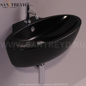 LFT34NERO Подвесная раковина настенная овальная Simas LFT Spazio черная