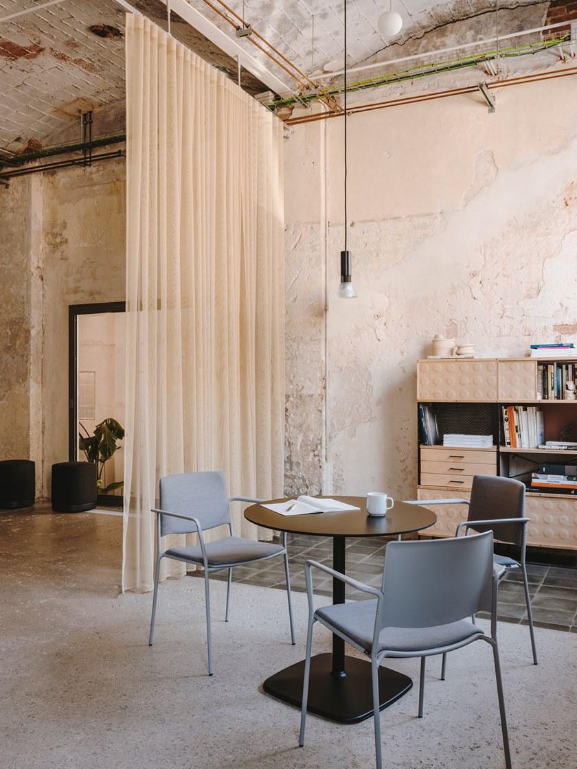 ENEA Круглый стол со стальным основанием и дубовой столешницей Iron sun-id-1475870 - Вид №6