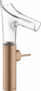 12114310 Смеситель для раковины 220, однорычажный, со стеклянным изливом, для умывальников, со сливным набором AXOR STARCK V