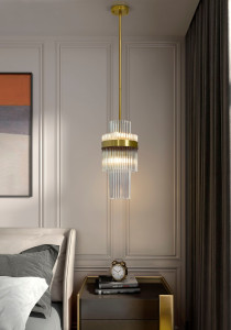 Подвесной светильник из нержавеющей стали и стекла