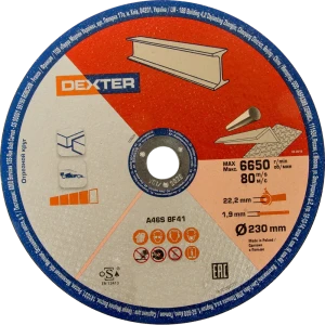 Диск отрезной по нержавеющей стали тип 41 Dexter 230x22.2x1.9 мм 82007345 STLM-2101798