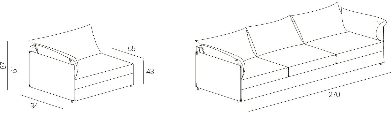 Dall'Agnese 3-х местный тканевый диван со съемным чехлом Every sun-id-1487221 - Вид №1