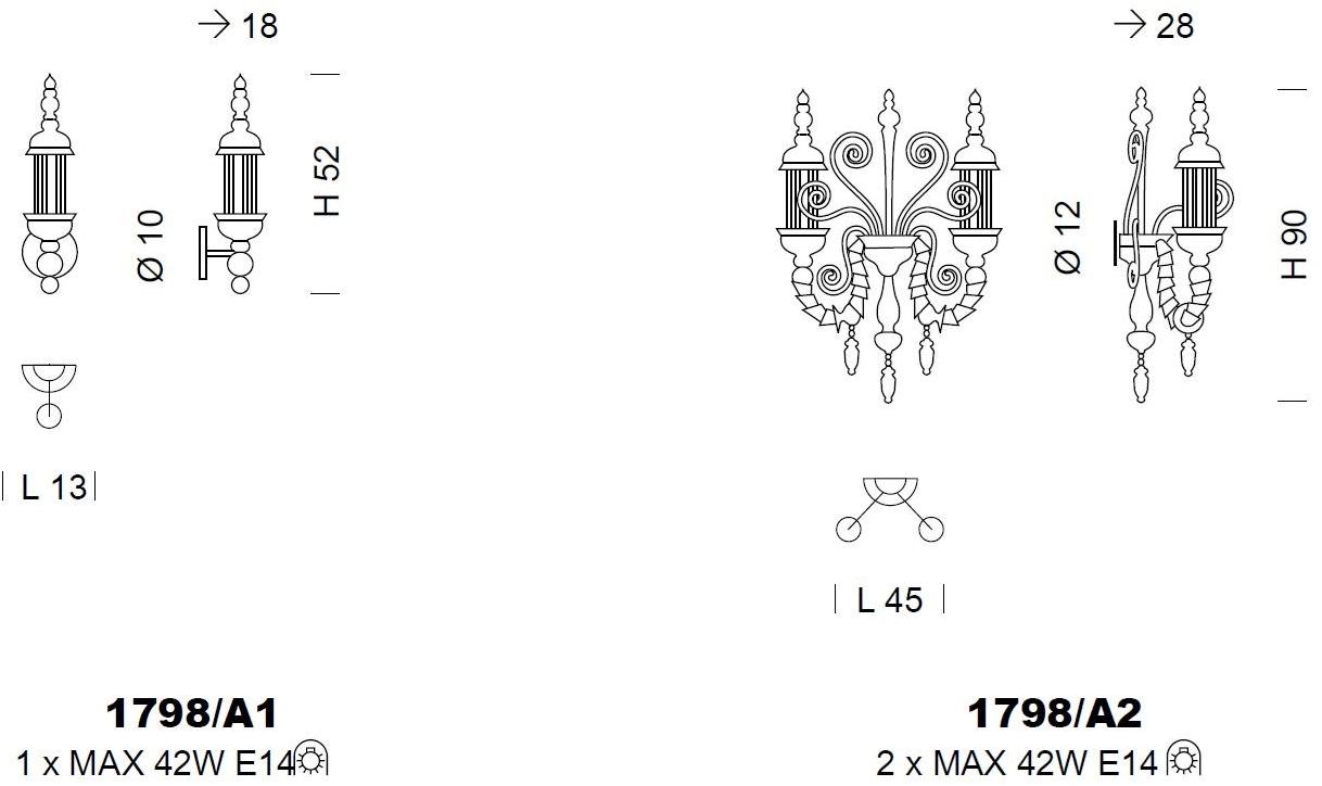 Sylcom Бра из стекла с кристаллами Bucintoro 1798 - Вид №2