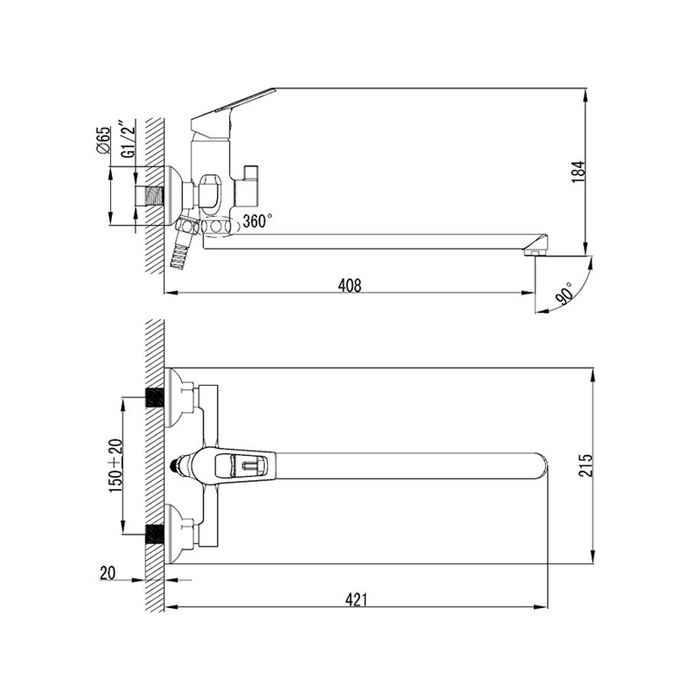 AMUSBLCM10 Milardo Amur Смеситель для ванны с длинным изливом Amur Россия - Вид №9