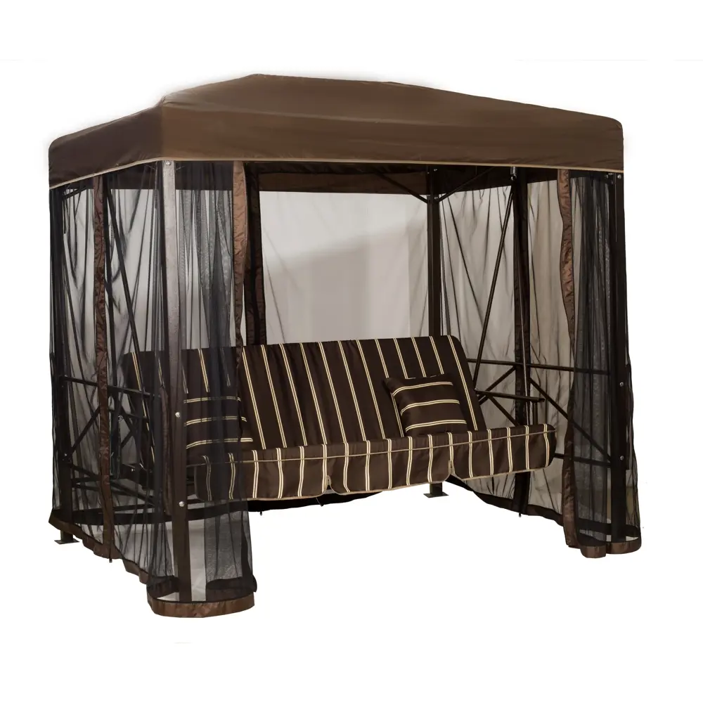 Качели-павильон садовые Эдельвейс 4-х местные до 400 кг коричневый GREENGARD STLM-2008228 - Вид №2