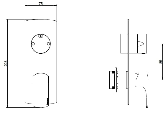 Латунный однорычажный смеситель для душа с переключателем и пластиной Rubinetterie Treemme Albatros ARCH-00096876 - Вид №2