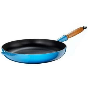 Сковорода чугунная Le Creuset с деревянной ручкой, Ø28 см, голубая