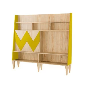 Стеллаж деревянный с дверцами и полками желтый Woo Wall WOODI  00-3966177 Бежевый;желтый