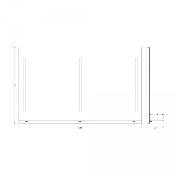 Зеркало с полочкой с 3-мя встроенными LED-светильниками 16,5W 120x75 см EVOFORM BY 2168 sun-id-561507 - Вид №2
