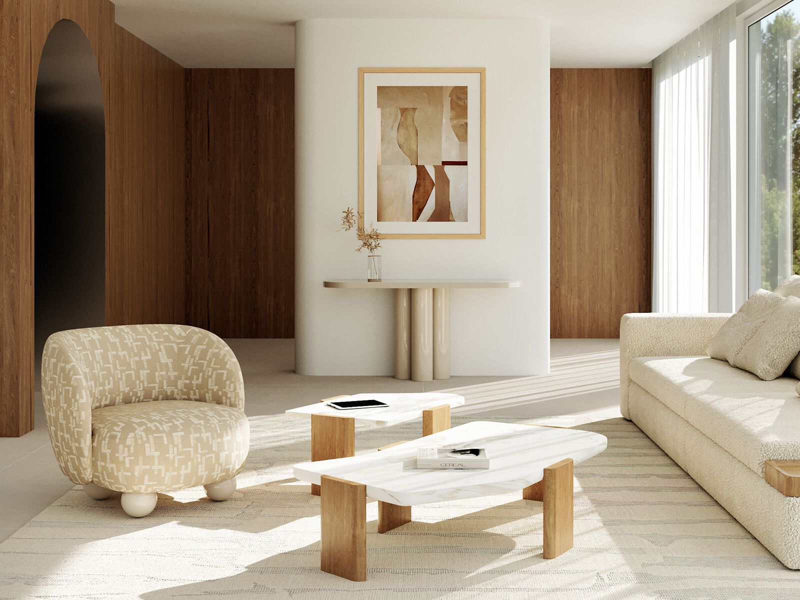 Журнальный столик из дерева и мрамора ANA ROQUE INTERIORS ARCH-00031176 - Вид №2