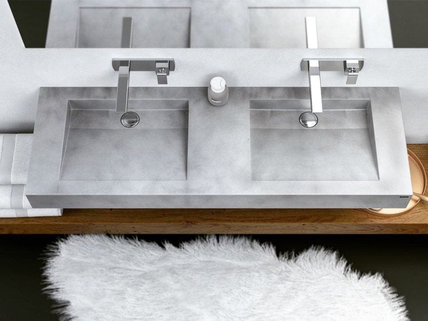 Двойной бетонный подвесной умывальник Gravelli SLANT 07 DOUBLE ARCH-00035507 - Вид №3