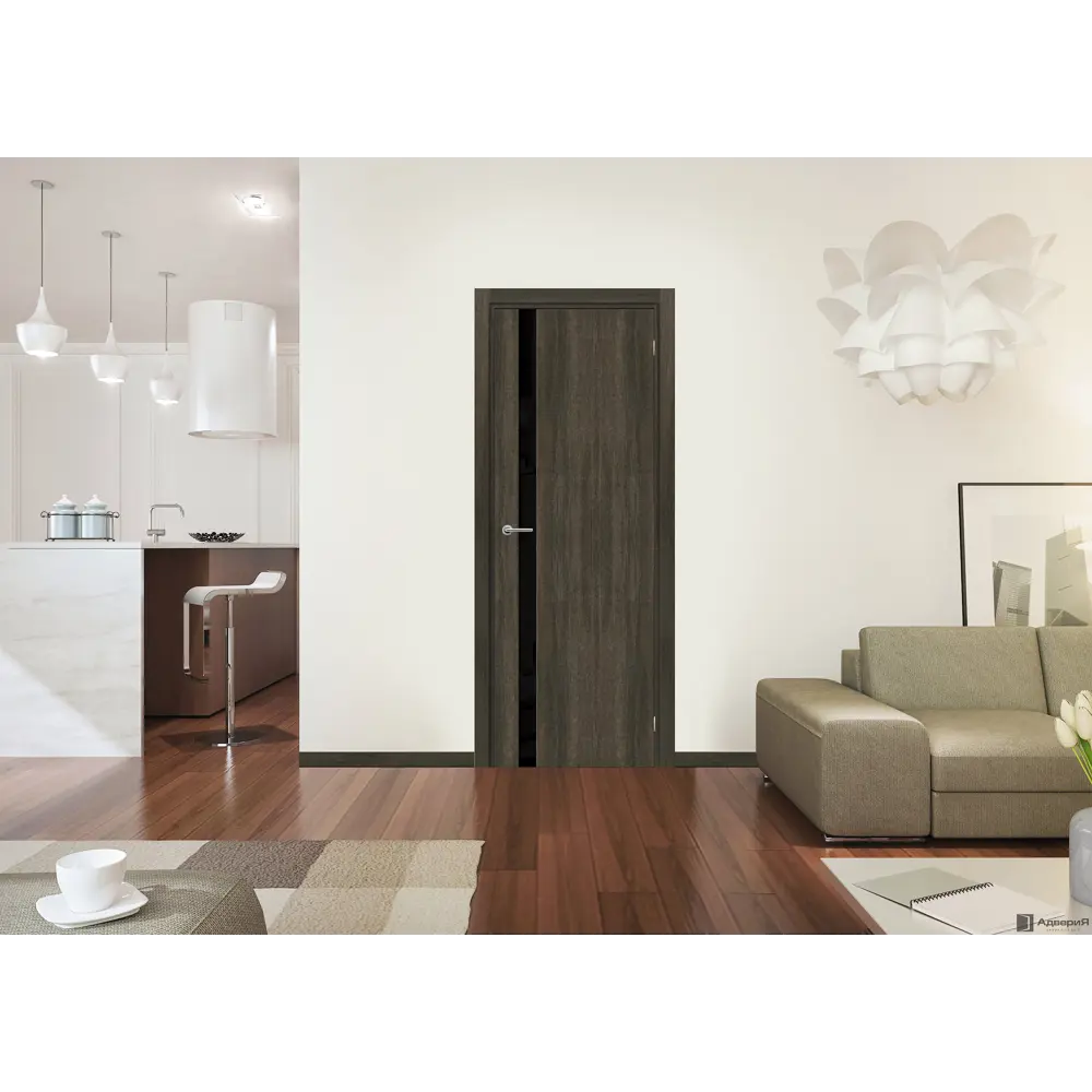 Дверь межкомнатная со стеклом Мирра 60x200 см Hardflex цвет дуб кастелло с замком и петлями 82672923 STLM-2158237 МАРИО РИОЛИ  - Вид №5