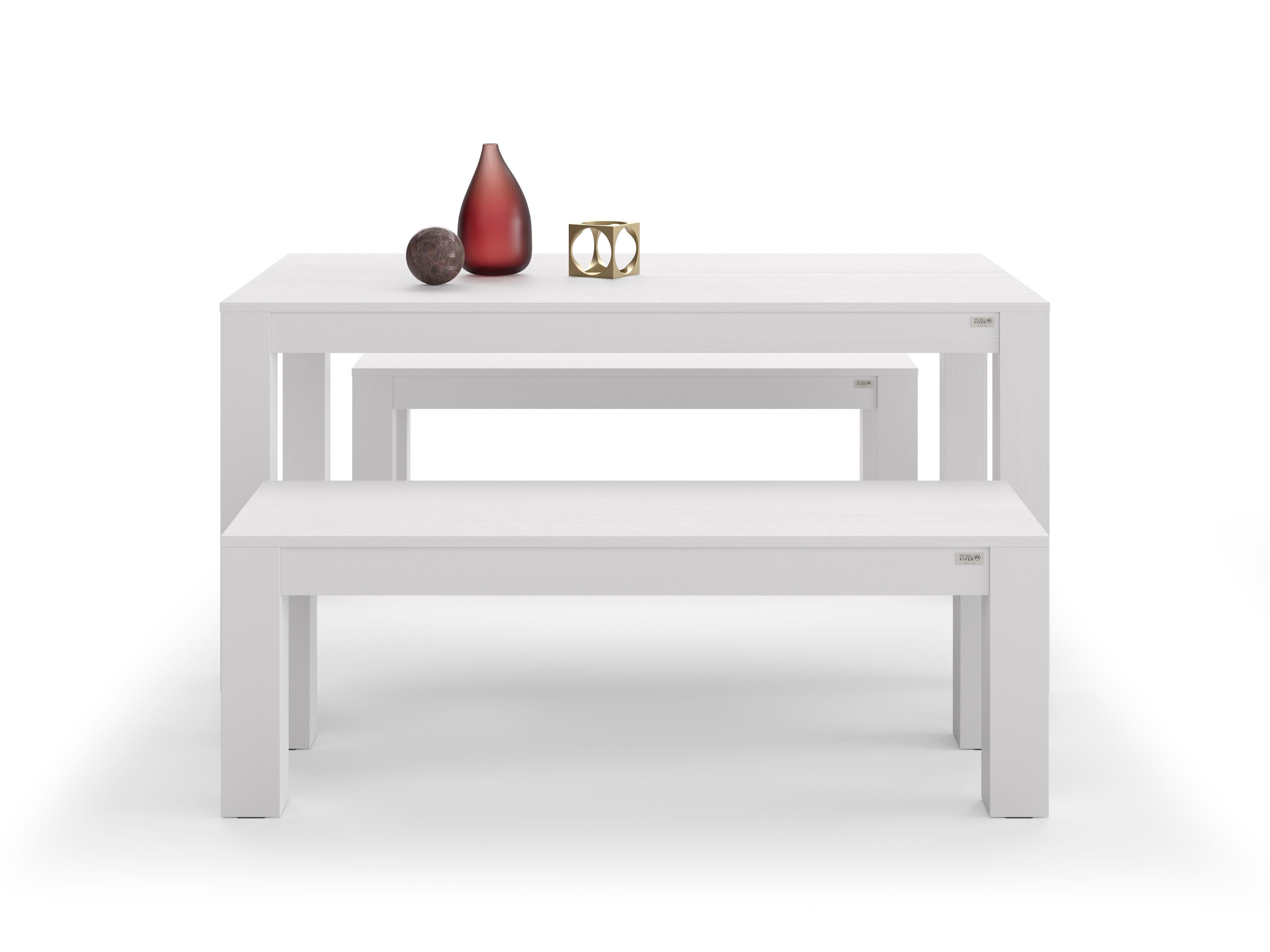 Набор столов из белого ясеня с 2 скамейками Mobili Fiver Rachele ARCH-00052155 - Вид №5