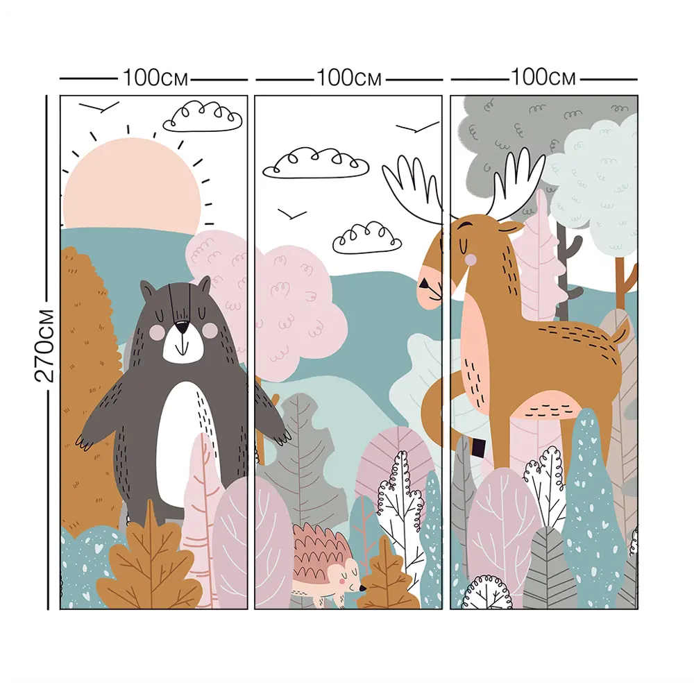 Фотообои Ежик и друзья флизелиновые 300x270 см L13-814 FBRUSH 3D FLIZART STLM-2162057 - Вид №4