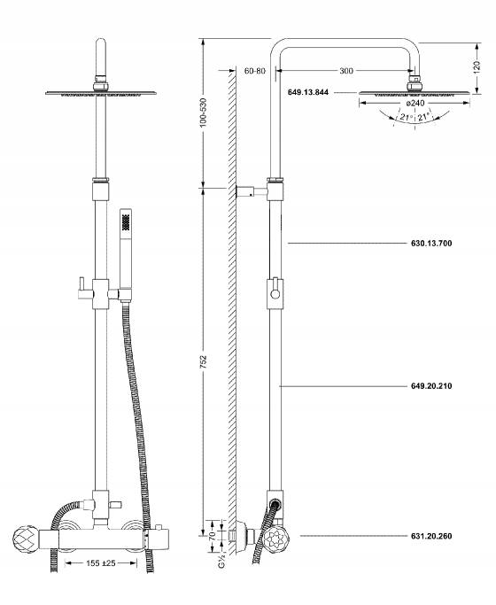 Душевая стойка ½" JOERGER Belledorновинка 631.20.415.000-AA - Вид №1