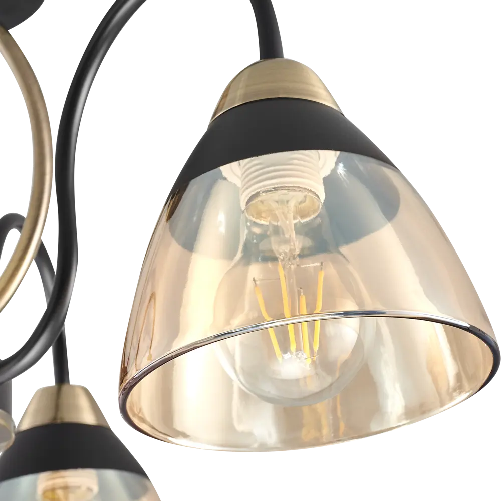 Люстра потолочная JLIGHT FIONA 3 лампы 18 м², цвет черный/бронза 84534217 STLM-2000844  - Вид №6