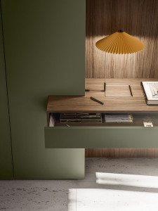 Деревянный секционный книжный шкаф с письменным столом