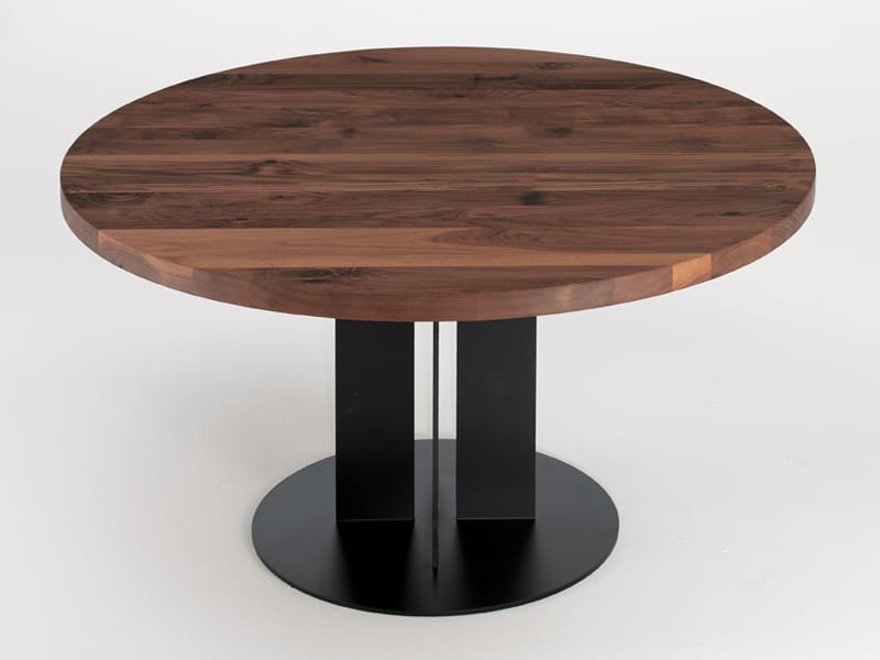 Круглый стол из массива дерева с железной основой Riva 1920 природа ARCH-00063172 - Вид №1