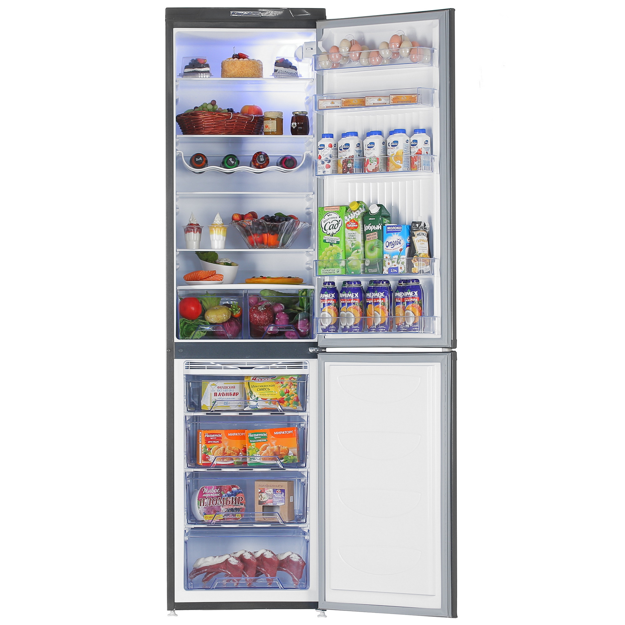 1229516 Холодильник с морозильником   DON R-299 G черный STDN-0103380 - Вид №5