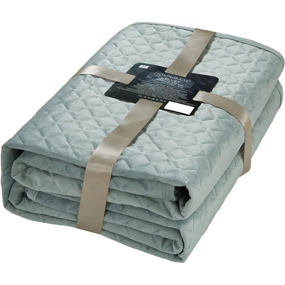 Покрывало Velvet 200x220 см полиэстер цвет серо-зеленый Santreyd STLM-2029968 - Вид №2