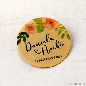 X442 PERS. 60 Индивидуальные крафт-стикеры «розовые цветы» Dekoraniaevents Bodas