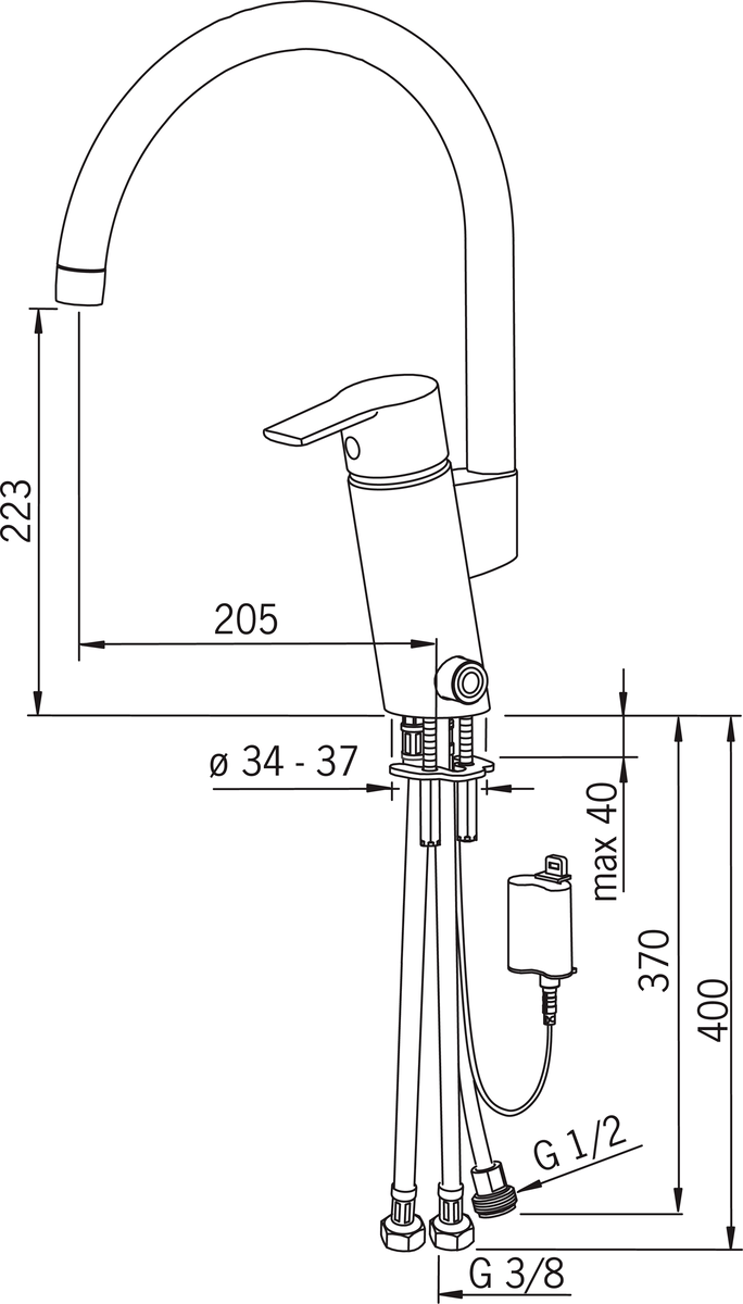 Oras 2839F Смеситель для кухни с клапаном, 6 V 2839F Cubista Хром  - Вид №3