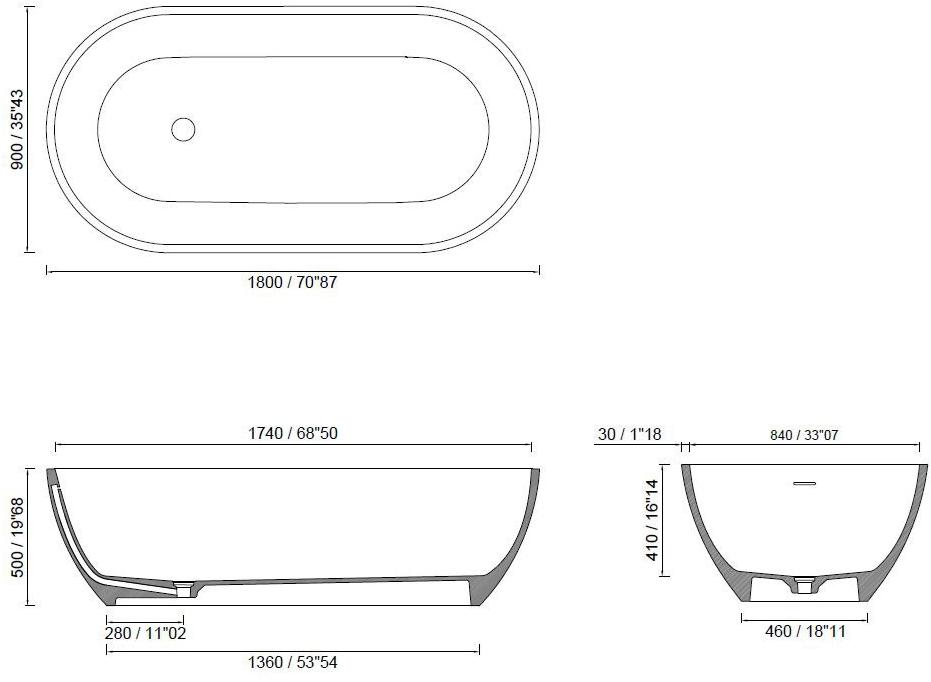 MOMA Design Отдельностоящая овальная ванна  Ocn 0192181  - Вид №1