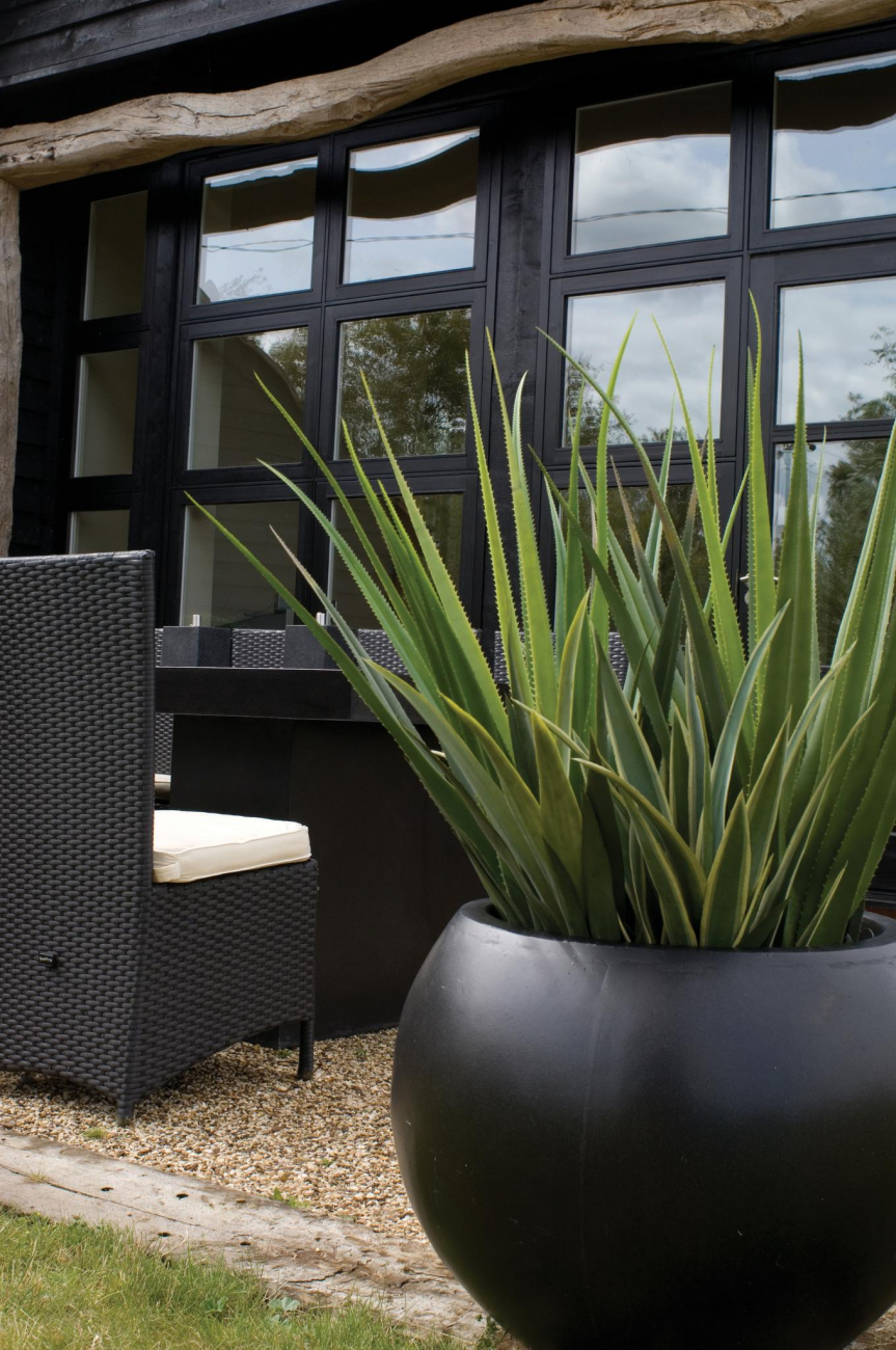 Уличный вазон круглый 40х32 см белый мрамор "Бирмингем" CAPI EUROPE СОВРЕМЕННЫЙ 081684 Белый  - Вид №1