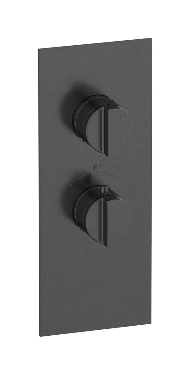 Комплект наружных частей термостата на 1 потребителей - вертикальная прямоугольная панель с ручками Hey Joe WE ARE IB eua111csnhj Brushed Black Chrome Aqua