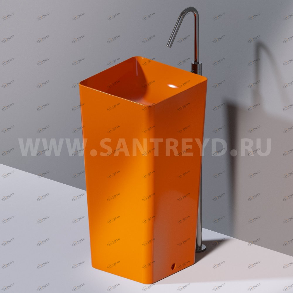 L506T0R0VT114 Раковина напольная ELITE SQUARE 420х420х870 мм без отверстия под смеситель Оранжевый глянцевый AeT ITALIA