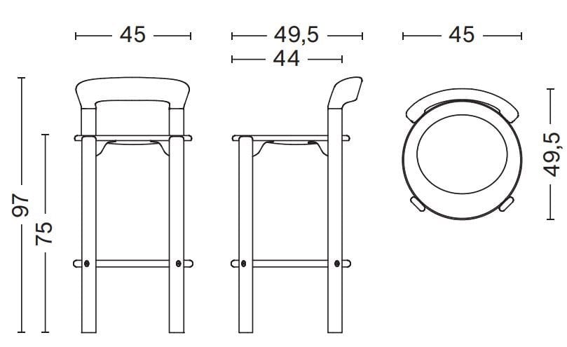 Высокий стул из бука с подставкой для ног Hay Rey ARCH-00016738 - Вид №16