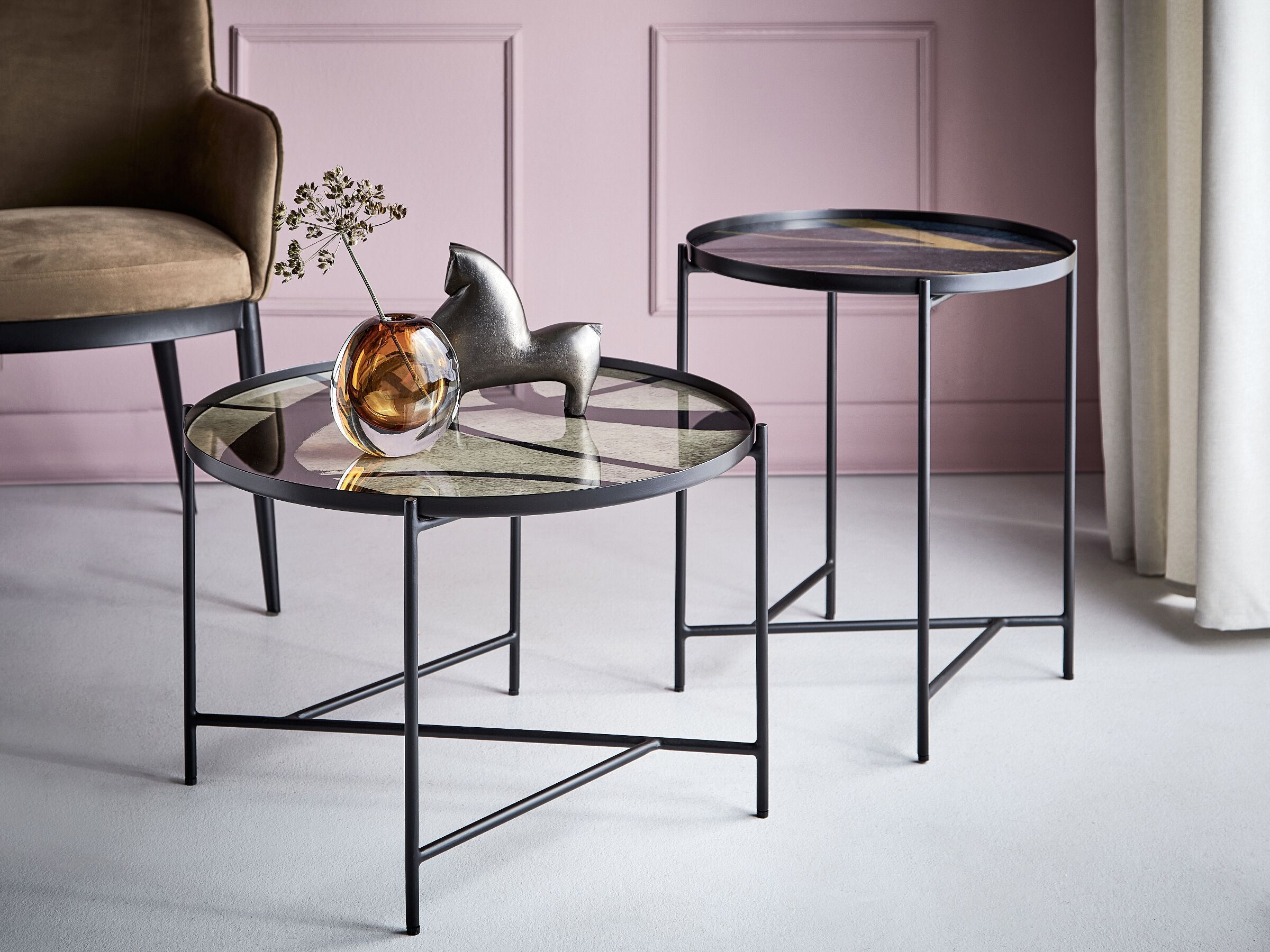 Круглый журнальный столик из железа и стекла LAMBERT TABIO ARCH-00109471 - Вид №3