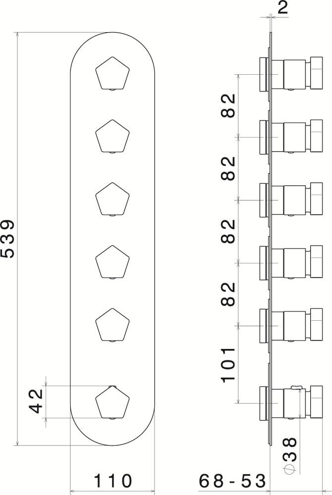 newform Термостатический смеситель для душа с тарелкой Termostatici multiutenza 5 uscite 67655e - Вид №1